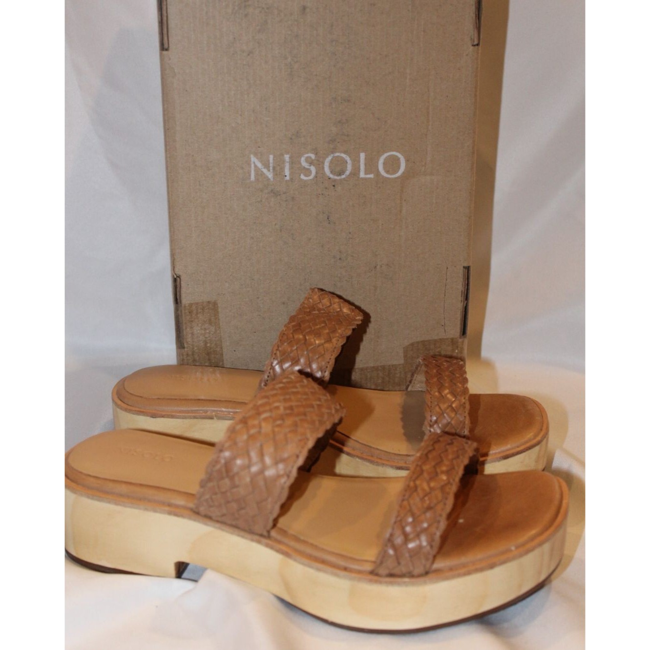 Nisolo Woven Women's All Day Open Toe Clog Sandal Us 9 Nib $170 Almond